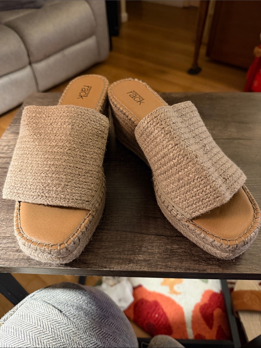 Nordstrom Rack Claire Jute Wedge Slide Sandal size 10